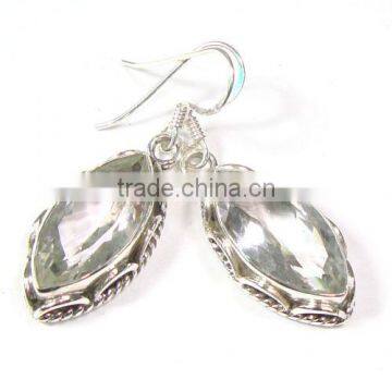 Handmade jewelry crystal quartz earrings 925 sterling silver jewellery wholesale