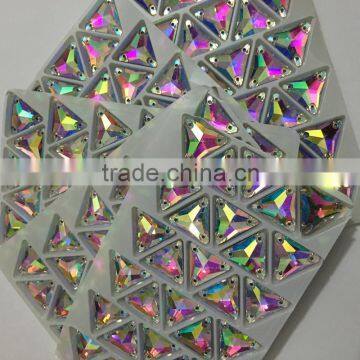 Stock Selling Fancy High Quality Triangle Shape Crystal AB Color Sew on Crystal Beads For Garment photo-2