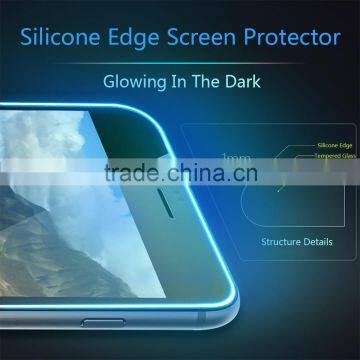 Silicone Edge Design For Iphone 6 Tempered Glass Screen Protector Glow In The Dark