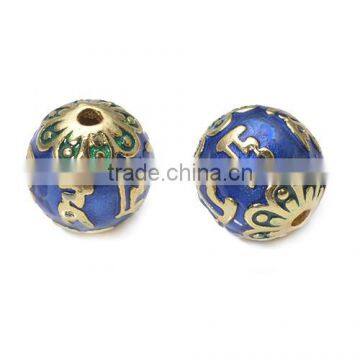 200pcs Dark Blue Enameled Brass Beads classical ethnic jewelry wholesale handmade bead 15.1*15.2mm