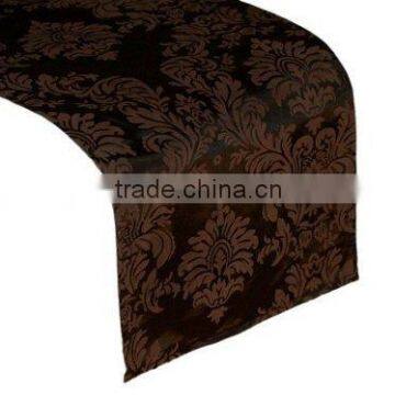 2015 12" X 108" flocking damask Taffeta Table Runners made in China