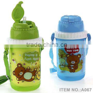 A067 300-500ml children plastic water for kids drinking bottle with straw shantou shuanghuan viassin water bottle