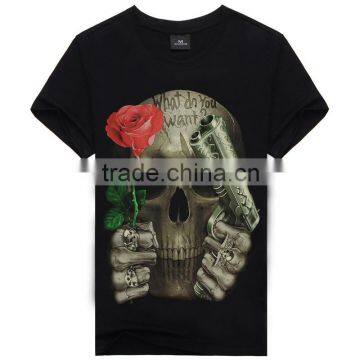 2016 Men's Cotton Short Sleeve T-shirt Fashion O-neck Casual Skull Wolf 3d Print T Shirt M-XXXL photo-2