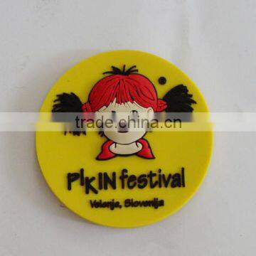 Yellow Pikin festival girl 3D embossed logo fridge magnet for business arts crafts promotion gifts china supplier