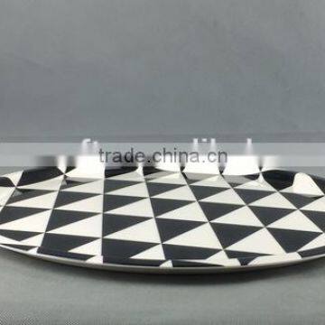 Rhombus Black and White Melamine Plate photo-2