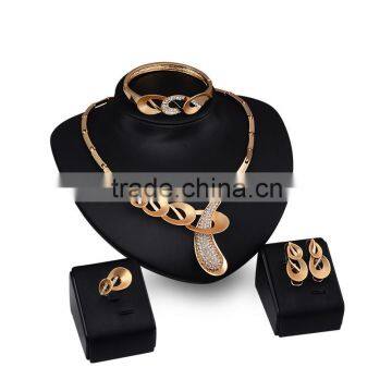 Luxury Channel Crystal Statement Chunkey Jewelry Set Gold Wedding African Wedding Jewelry Accessories For Women