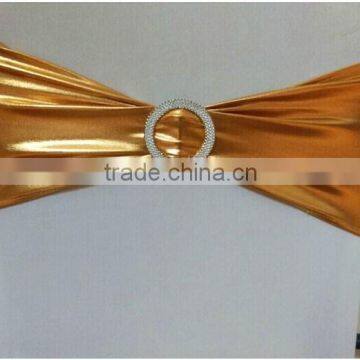 elastic gold metallic chair bow sash chair bands for wedding