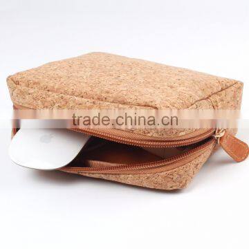 SIKAI laptop charger bag Leather bag Cork bag for Apple Mouse Carrying bag for Macbook Charger bag hand bag