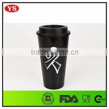 FDA , LFGB Certification 16 Ounce Insulated Plastic Starbucks Coffee Mug With pp Lid