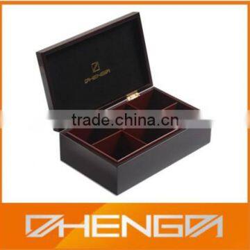 Hot!!! Customized Made-in-China 6 Comparment Shining Logo Wine Lacquer Tea Gift Box (ZDW13-T021)