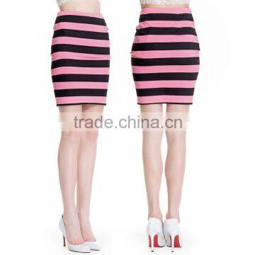 OEM Service apparel wholesale spandex knitted mini bodycon women stripe skirt