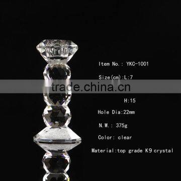 pujiang high quality tea light pillar crystal glass candle holder