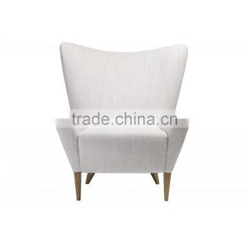 Modern design pure white fabric chair solid wood hotel armchair hign back chair