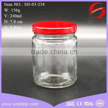 glass jam jar with lid 240ml for canning