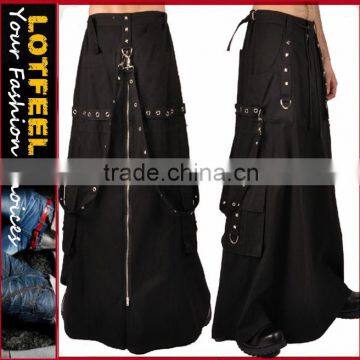 Long skirt bondage gothic goth rock lilt punk rave techno pants (ROCK009)