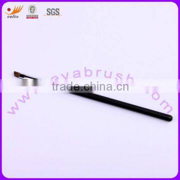 Angled Brown Nylon Hair Matt Black Wood Handle Cosmetic Eye Liner Brush