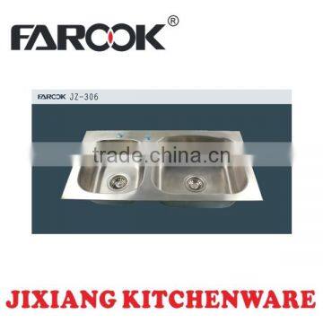 JZ-306 80*42cm sus201 double bowl stainless steel kitchen sink