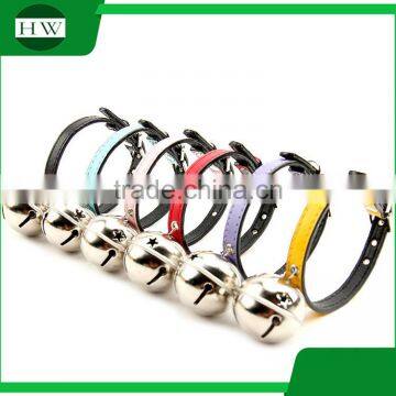 Wholesale PU leather pet training accessories collar with bell with free sample