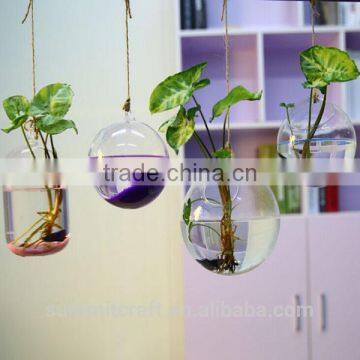 Transparent flower glass vase anique hanging glass vase