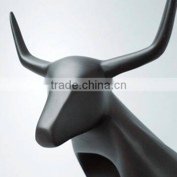 Resin Matt Black Interior Decorative Bull Statue photo-6