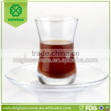 2016 new promotion reusable glass coffee cup and saucer