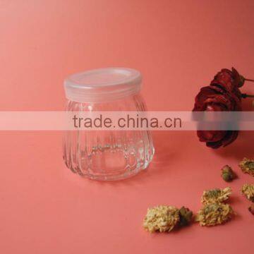 Promotional Fancy Ribbed Pudding Jelly Glass Jar With Plastic Lid photo-2