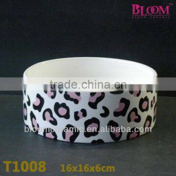 Leopard design dog bowl ceramic