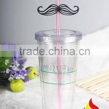 Eco-friendly 16oz Double Wall Clear Plastic Tumbler With Lid For Juice photo-2