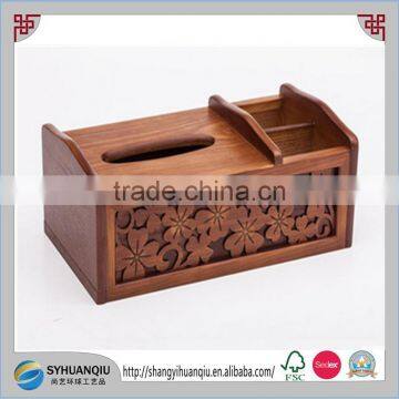 China Facotory wooden paper pulp box europe style carved wooden tissue box