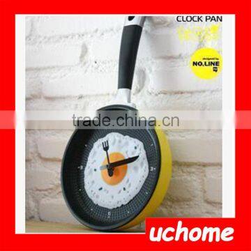 UCHOME Hot Beauty Happy Time Plastic Frying Pan Wall Clock, Decorative Kitchen Fried Egg Pan Wall Clock photo-3