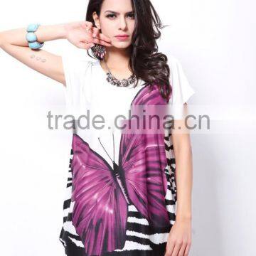 Hot Selling Casual Short Sleeve Womens Butterfly Pattern Summer Top photo-6