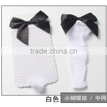 Fashion Lady Girl Women Sexy Lace Fishnet Mesh Ankle High Socks, White Socks With Color Bow Tie photo-2