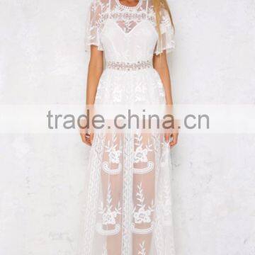 Guangzhou Clothing Factory Women Maxi Dress Latest Design Lace Dress photo-4