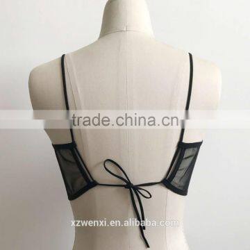 Elegant Black Lace Crop Top Summer Beach Backless Short Halter Tops Sexy Black Party Camis Gauze Women Tank Top Girls Short Tops photo-5