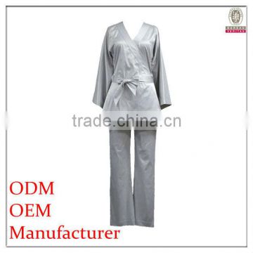 fancy tailor silver color woman suit with piping sleeve and tie for office