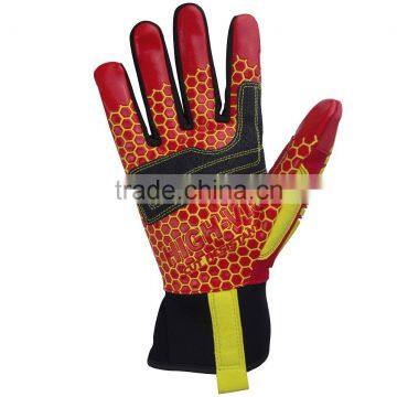 CE 3541 cut 5 silicone printed super grip rigger working gloves high impact protection rigging,high cut resistant safety gloves