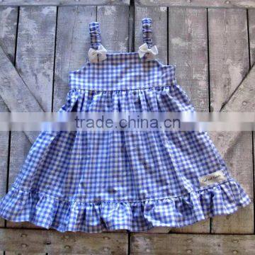 2017 New Style Baby Clothes Cheap Wholesale Red and Blue Children's Boutique Summer Baby Girl's Plaid Dress photo-2