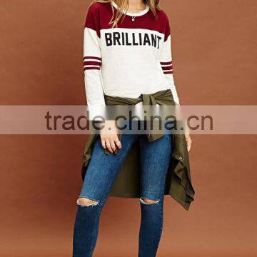 Custom Print Two Clolors Stitching 3/4 Sleeve Baseball t Shirt photo-4