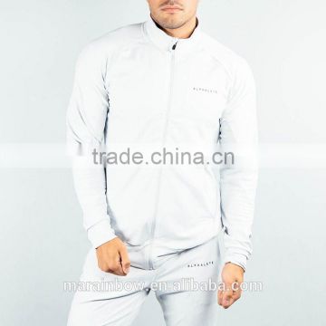 Light Grey Nylon Spandex Premium Track Jacket Raglan Long Sleeve Gym Jackets Custom Mens Tracksuit Top