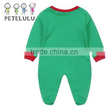 Red Green Father Christmas Footed Baby Christmas Romper Wholesale