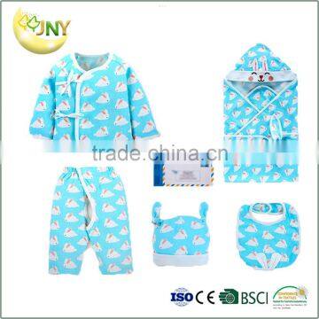 High Quality Cheap Factory Sales Clothes Suit Light Blue Cotton Baby Gift Set photo-2