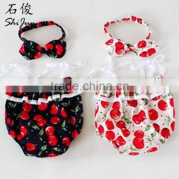 ShiJ Baby Outfits Set Cotton Boutique Trendy Cherry Girls Romper