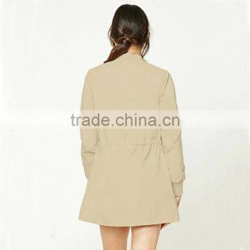 Open Front Longline Flat Collar Ribbed Trim Belted Waist Womens Online Jackets photo-3