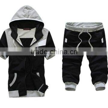 Custom Latest Design Men's Sports Set Hoodies Zipper Short Sleeve Tracksuits photo-4
