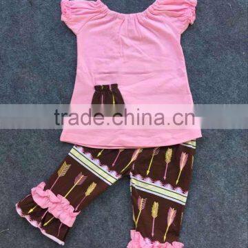 2016 new Spring arrival 2-7t design baby girls short sleeves Arrow pant kids fashion outfits