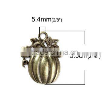 Zinc Based Alloy Pendants Pumpkin Antique Bronze Leaf photo-2
