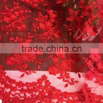 2016 Fashion Lace Fabric 1yard/ 7 Color Optional French Tulle Embroidered Flower Transparent Net For Wedd photo-2