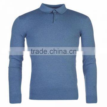 Long Sleeve Knit Polo Shirt Mens