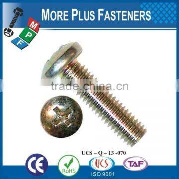 Made in Taiwan Mild Steel Pan Head Phillips Recessed Machine Screws Bright Zinc Plated DIN 7985