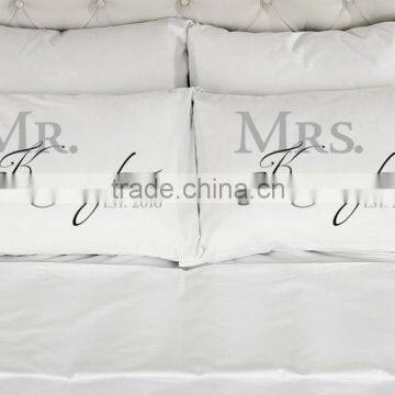 Wholesale Cotton Custom Printed White Couples Pillow Cases